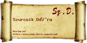Szurcsik Dóra névjegykártya