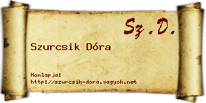 Szurcsik Dóra névjegykártya